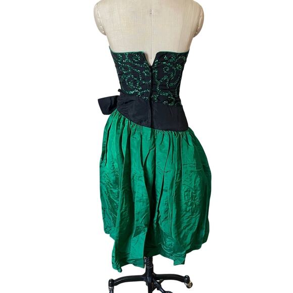 Gunne Sax by Jessica McClintock Strapless Green/ Black Party Dress Size Small - Picture 4 of 5